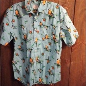 Vans Parrot Men's Short Sleeve Button Down Shirt Size Large